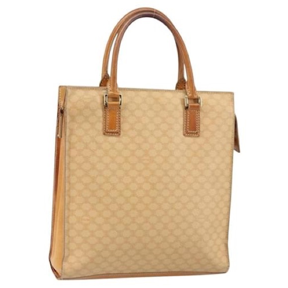 CELINE Macadam Canvas Hand Bag PVC Beige Gold Tote with COA! - Picture 3 of 10